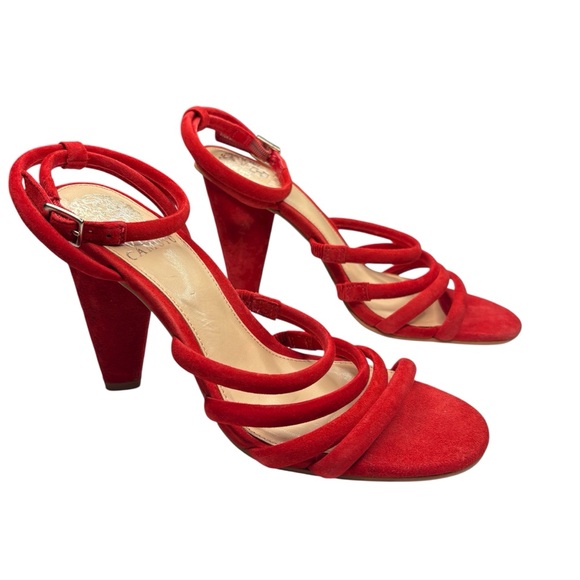 VINCE CAMUTO | Kaniana Red Suede Strappy Heels | 7.5 - Picture 1 of 13